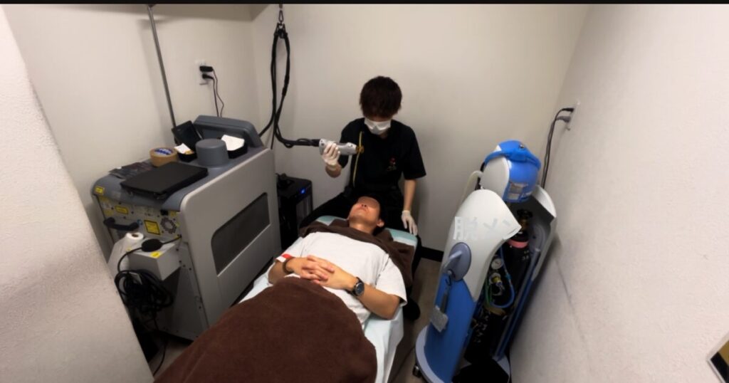 ヤグレーザーの施術の時の実際の写真
