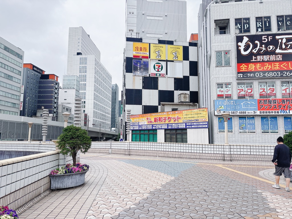 上野駅近くの歩道橋の実際の写真
